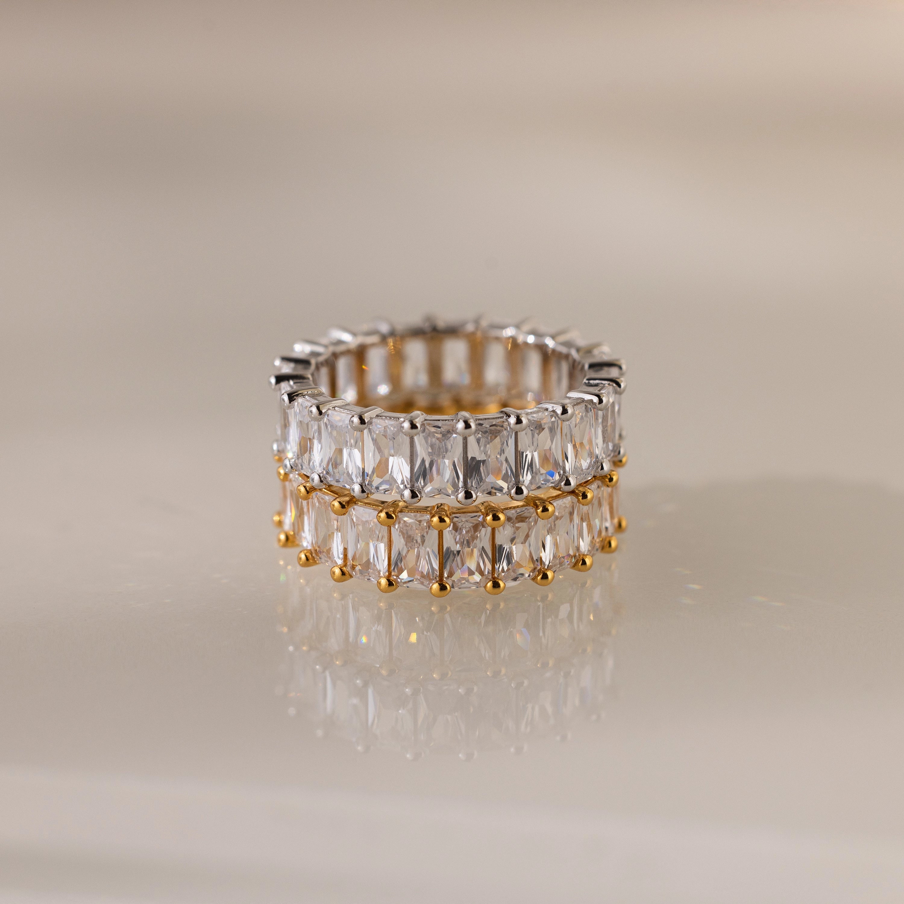 Diamond Colette Eternity Ring Silver 18K Gold Plated