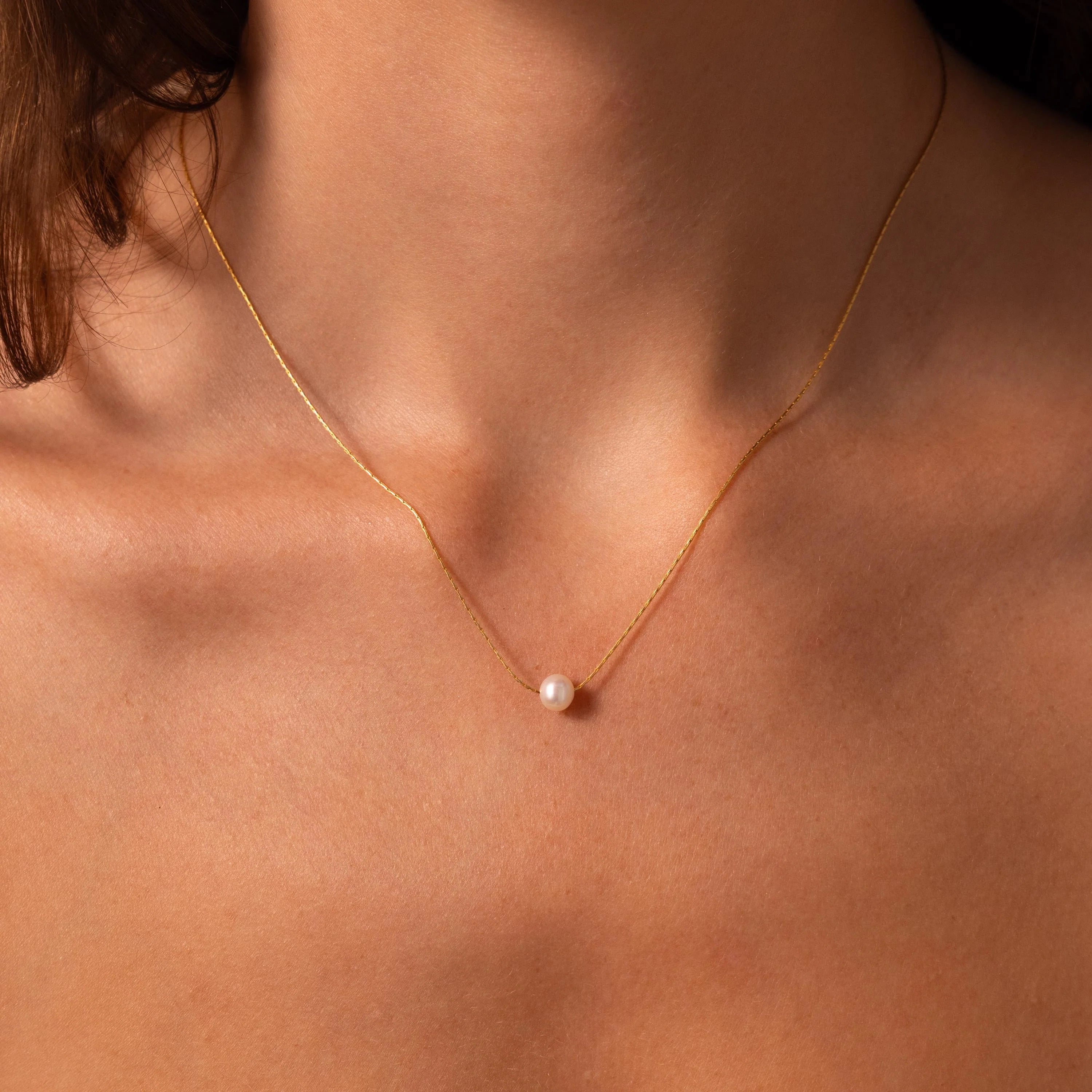 Pearl Dot Necklace  Silver 18K Gold Plated