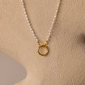 Pearl Chain Clasp Necklace Silver 18K Gold Plated