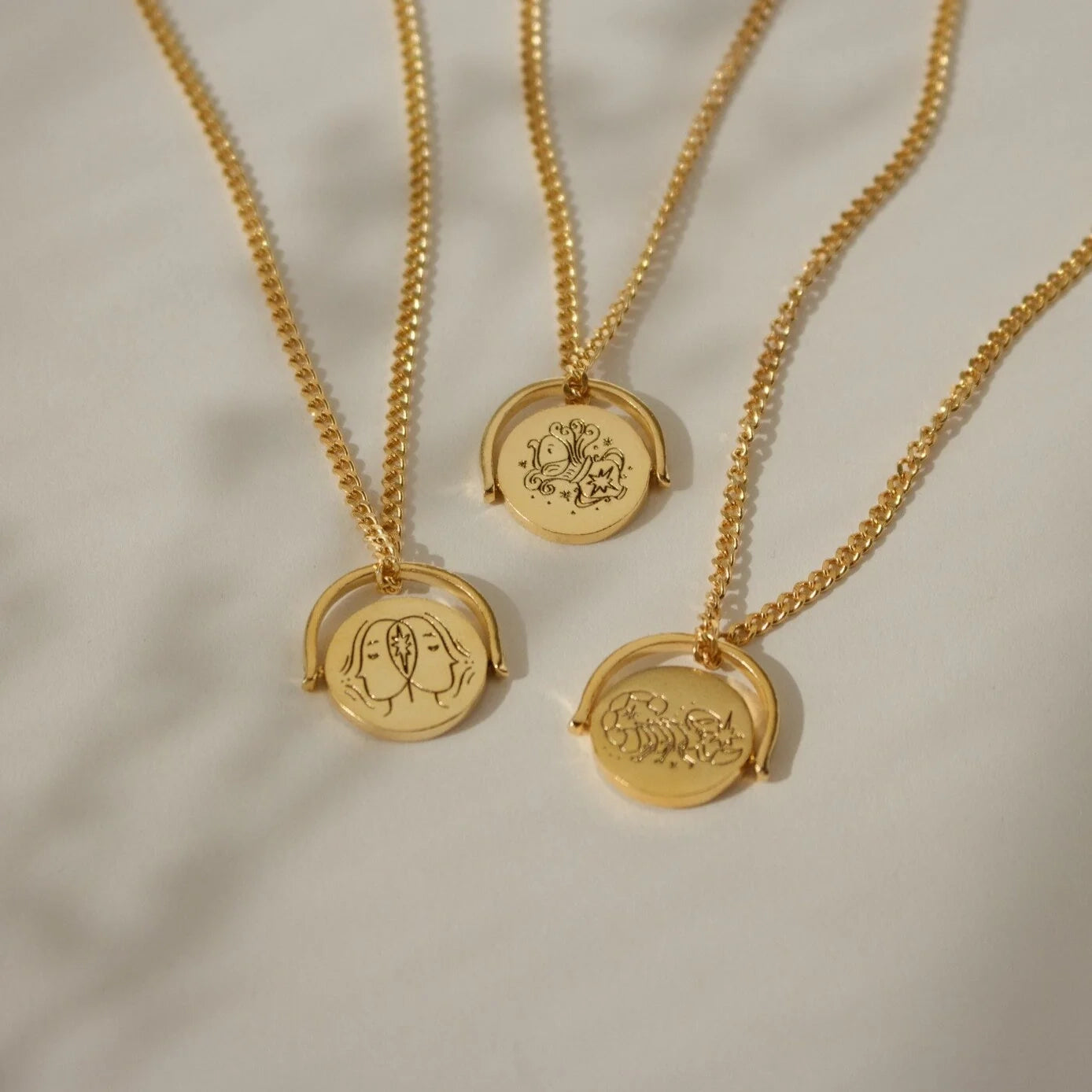 Zodiac Spinner Necklace Silver 18K Gold Plated