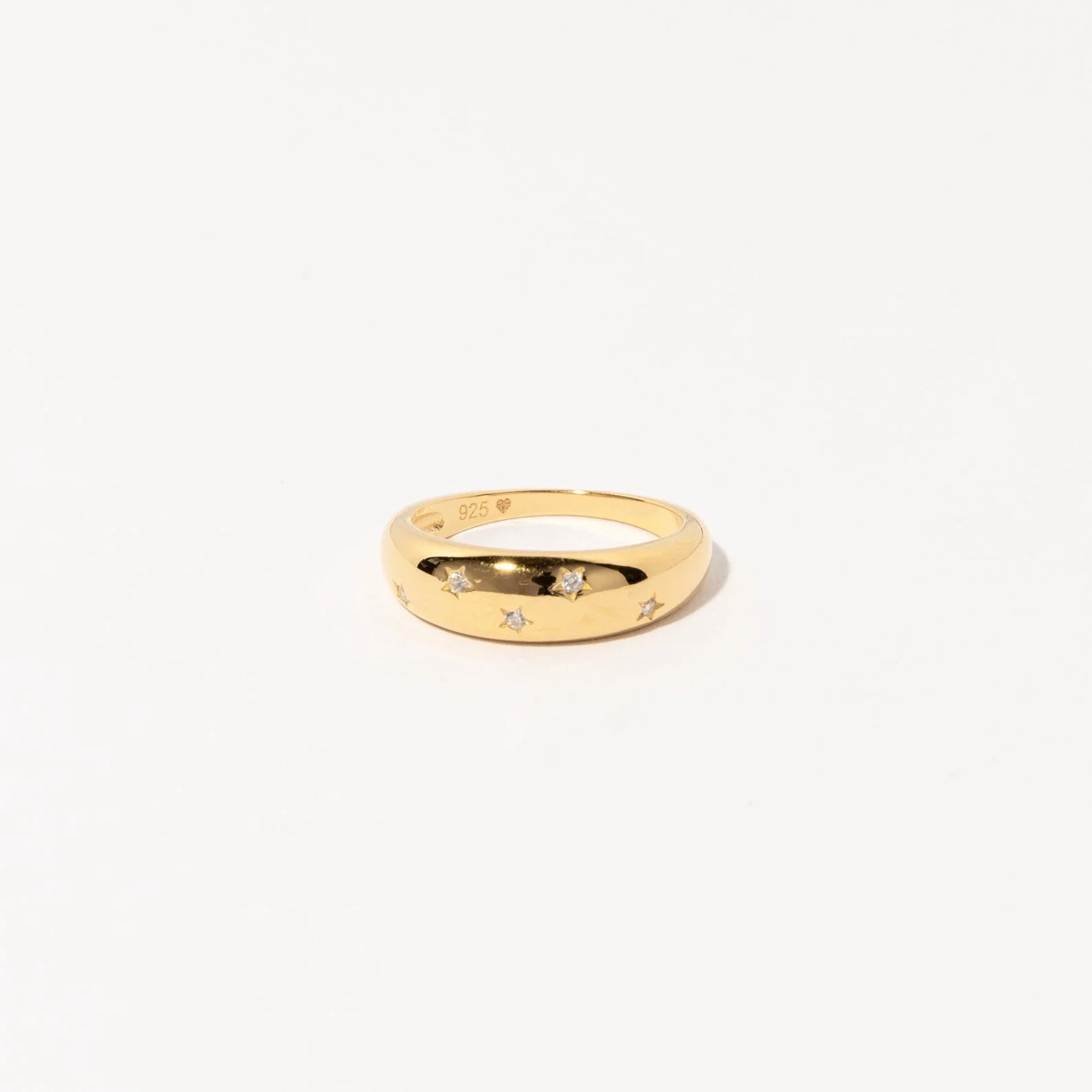 Diamond Star Dome Ring Silver 18K Gold Plated