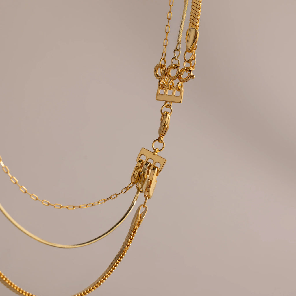 Triple Layering Clasp Silver 18K Gold Plated