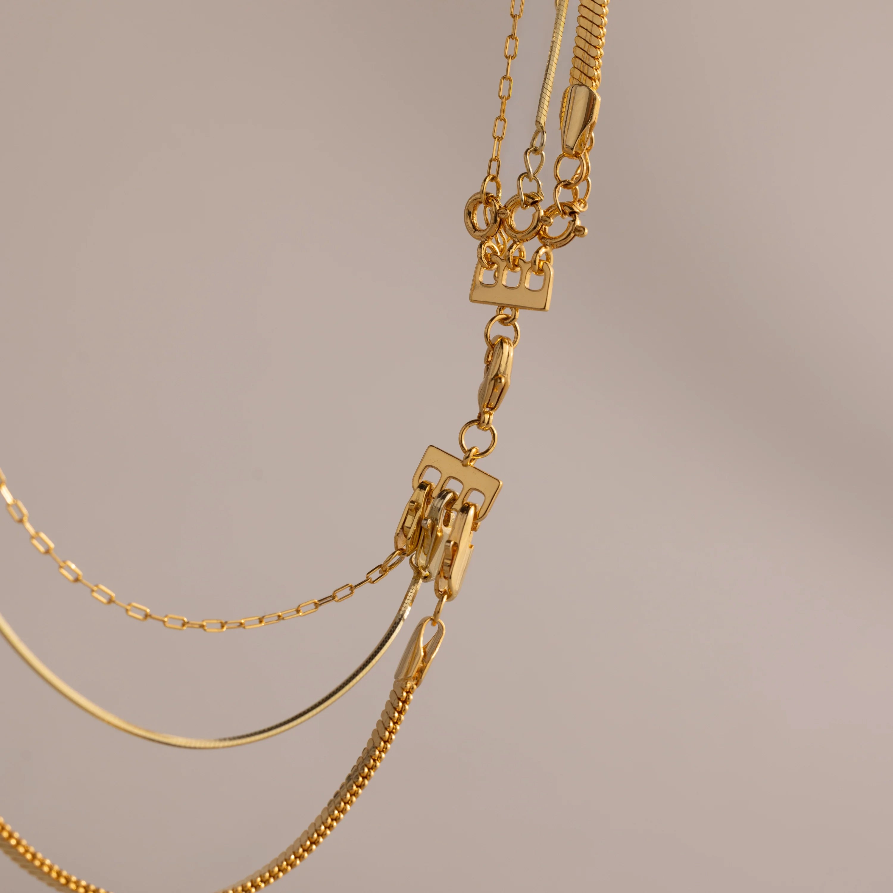 Triple Layering Clasp Silver 18K Gold Plated