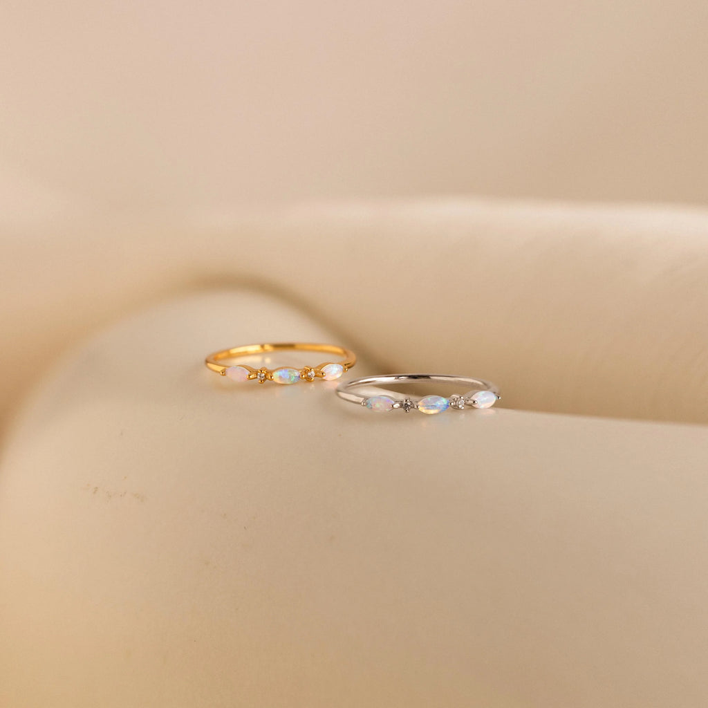 Diamond Alessia Trio Opal Ring Silver 18K Gold Plated