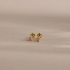 Teardrop Pink Tourmaline Flatback Studs Silver 18K Gold Plated
