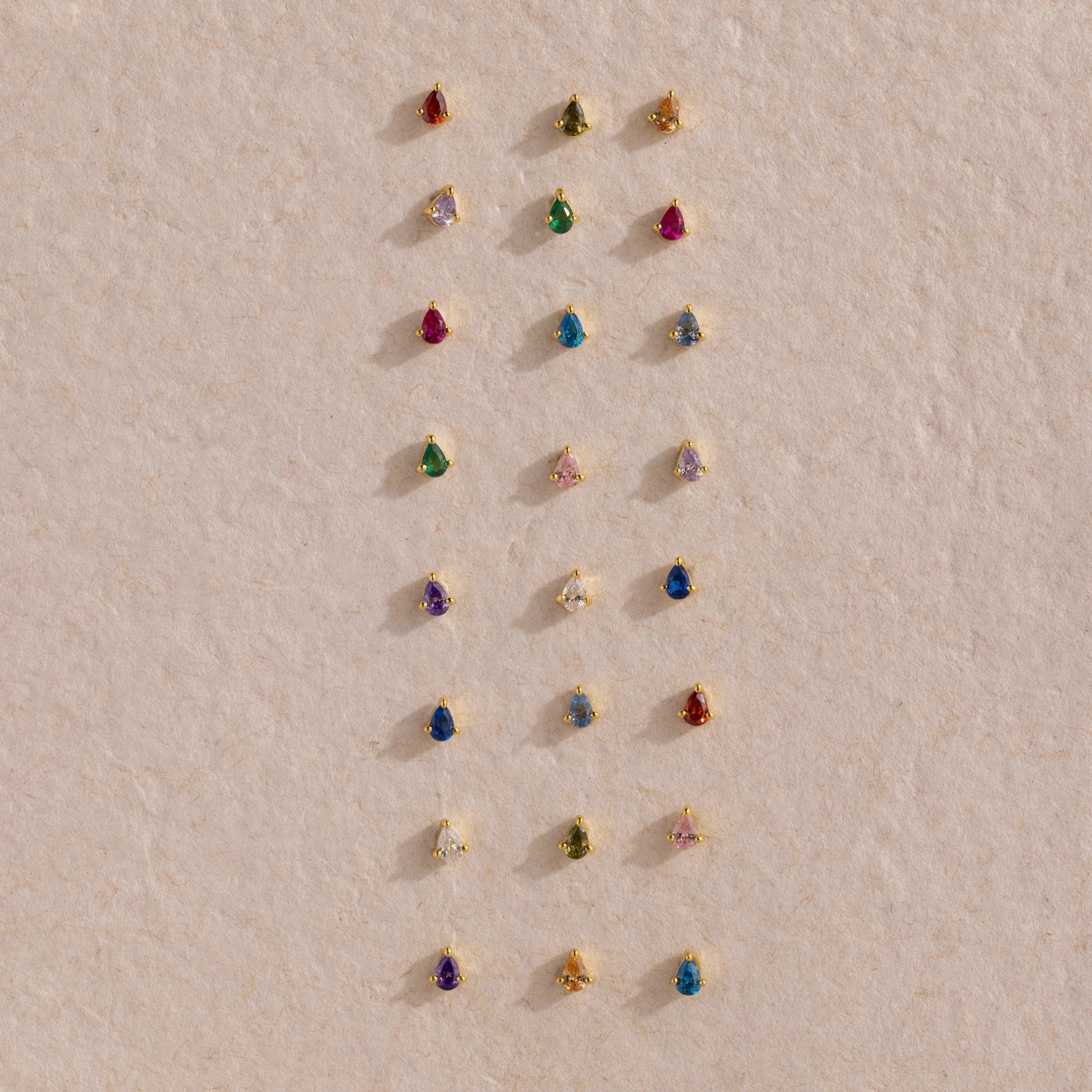 Teardrop Diamond Flat Back Studs Silver 18K Gold Plated