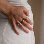 Birth Flower Name Ring Silver 18K Gold Plated