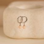 Pink Opal Drop Huggies Silver 18K Gold Plated