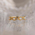 Opal Diamond Teardrop Ring Silver 18K Gold Plated