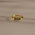 Baguette Cut Signet Ring Silver 18K Gold Plated