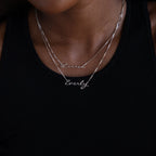 Callie Box Chain Name Necklace Silver 18K Gold Plated