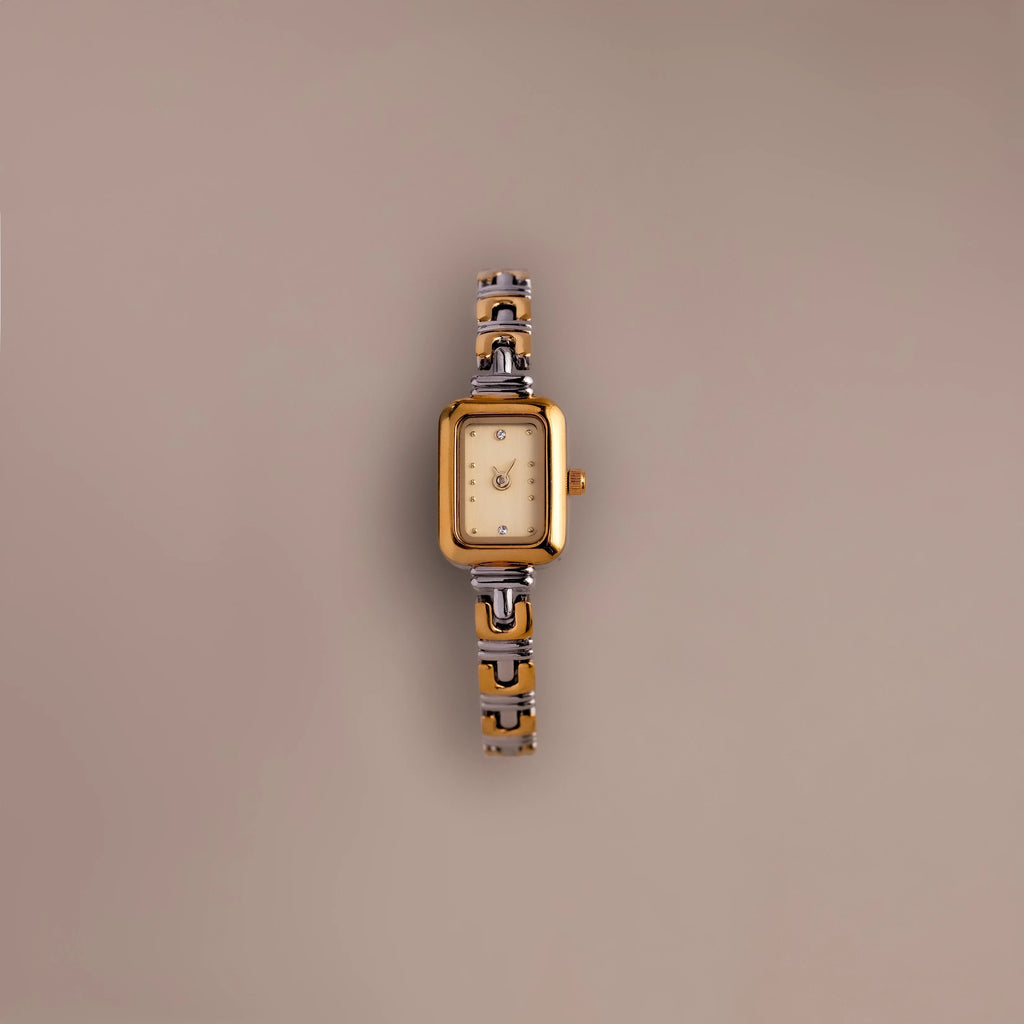 Azteca Link Timepiece in Mixed Metal Silver 18K Gold Plated