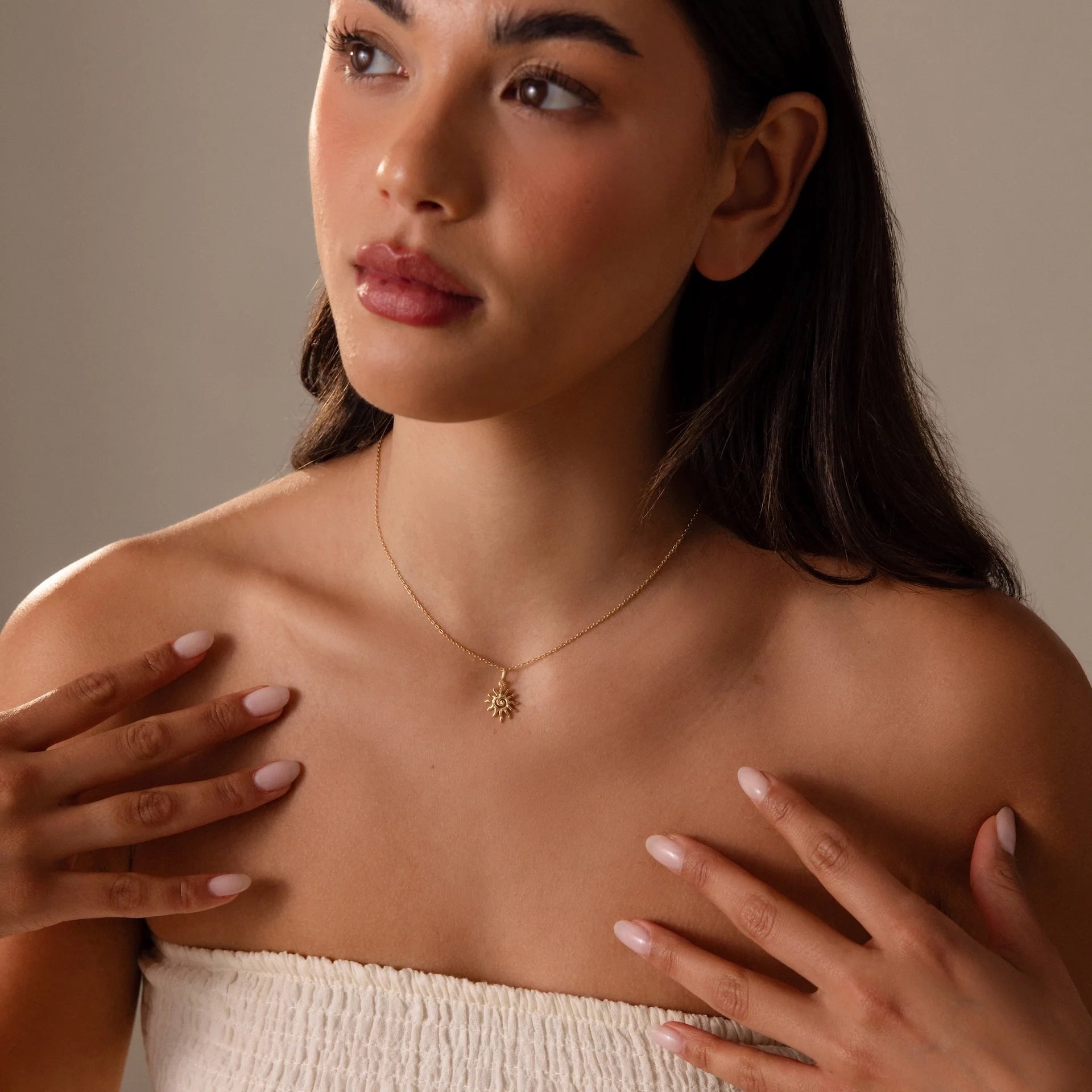 Celestial Sun Necklace Silver 18K Gold Plated