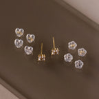 Heart & Flower Earring Backs  Silver 18K Gold Plated