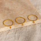 Dainty Birthstone Drop Ring Silver 18K Gold Plated