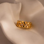 Diamond Wave Eternity Ring Set Silver 18K Gold Plated