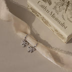 Diamond Pave Bow Charm Hoops Silver 18K Gold Plated