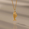 Fish Charm Necklace Silver 18K Gold Plated