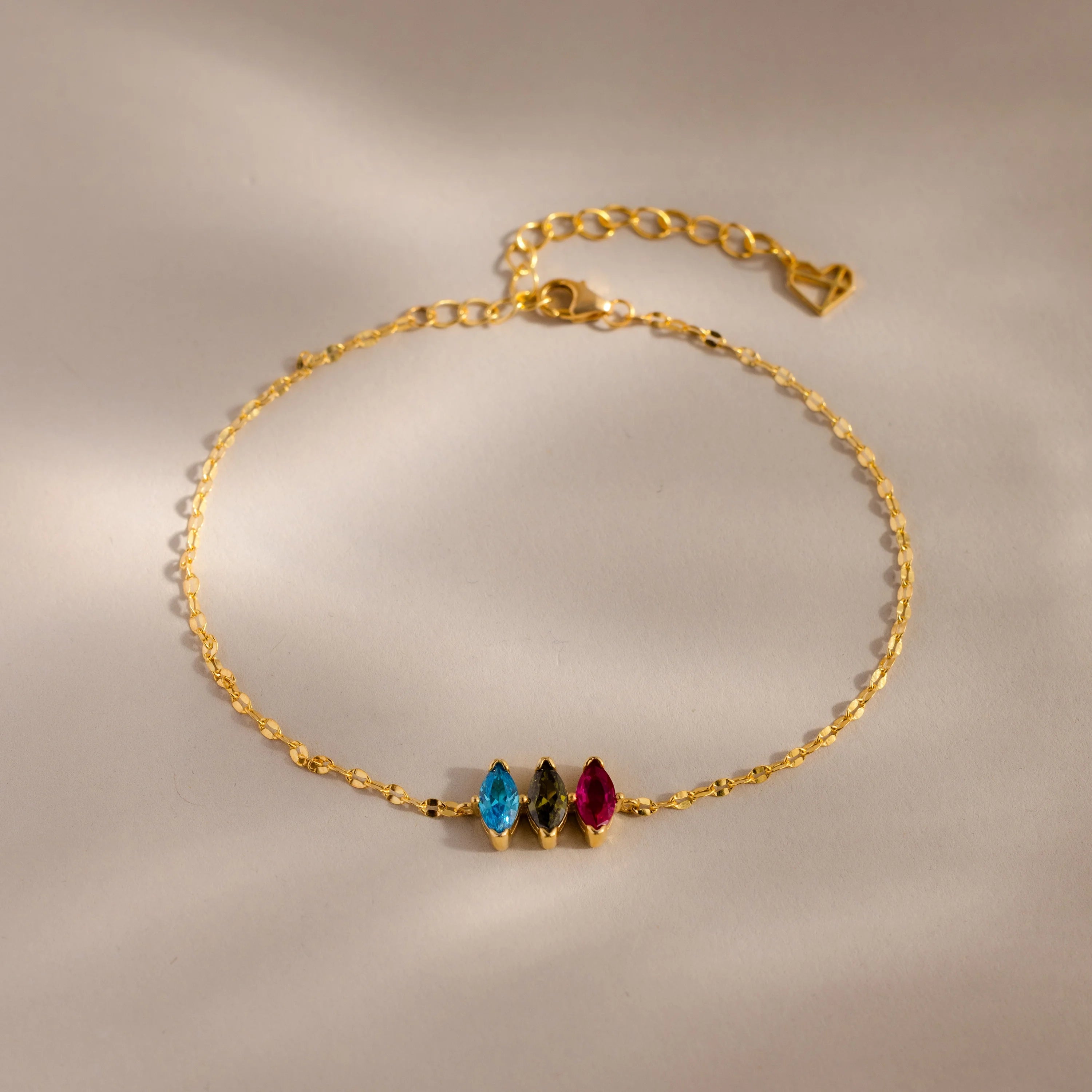 Multiple Marquise Birthstone Bracelet Silver 18K Gold Plated