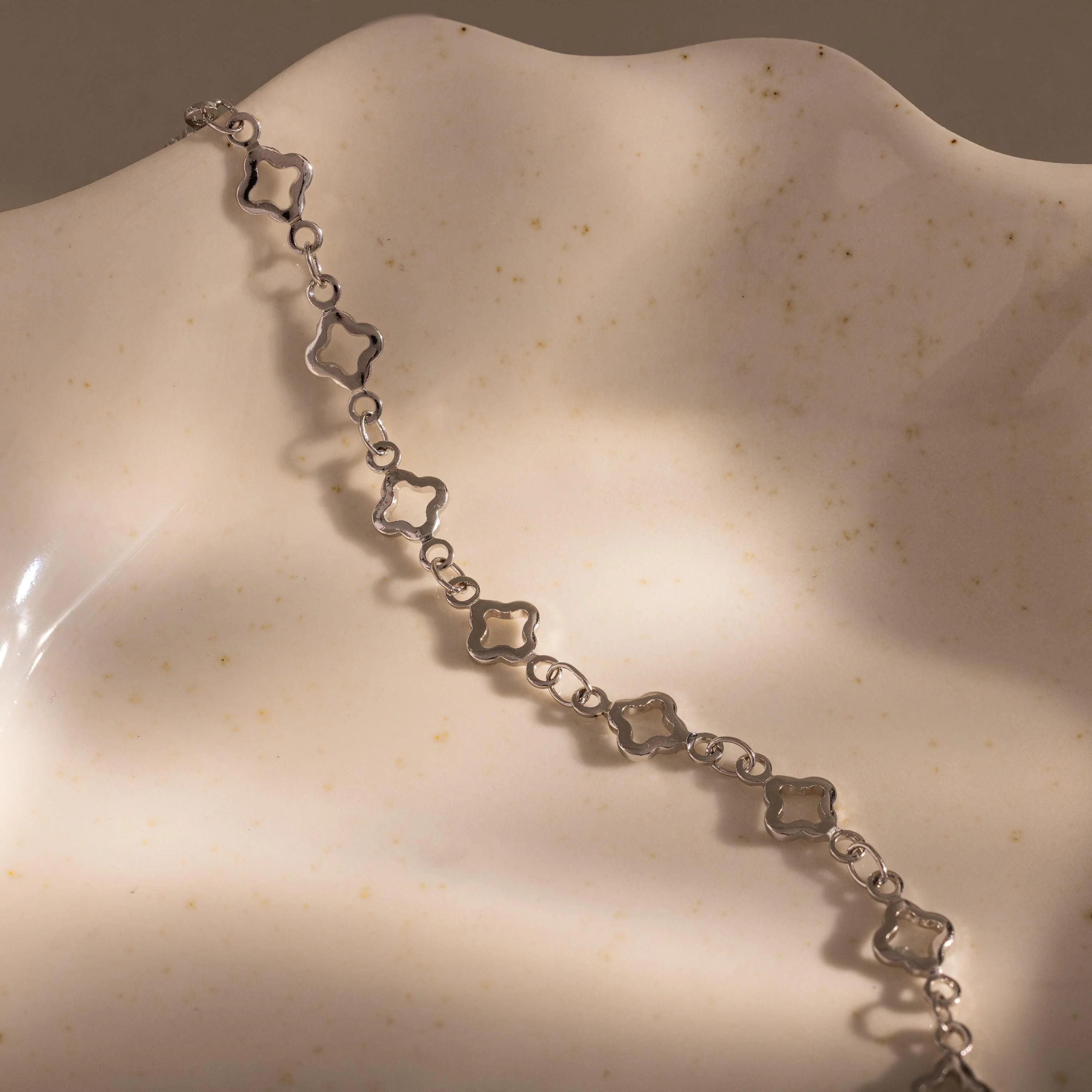 Clover Station Bracelet Silver 18K Gold Plated