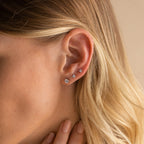 Booker Diamond Studs Set Silver 18K Gold Plated