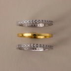 Mixed Metal Eternity Ring Set Silver 18K Gold Plated