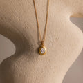 Diamond Pendant Necklace Silver 18K Gold Plated