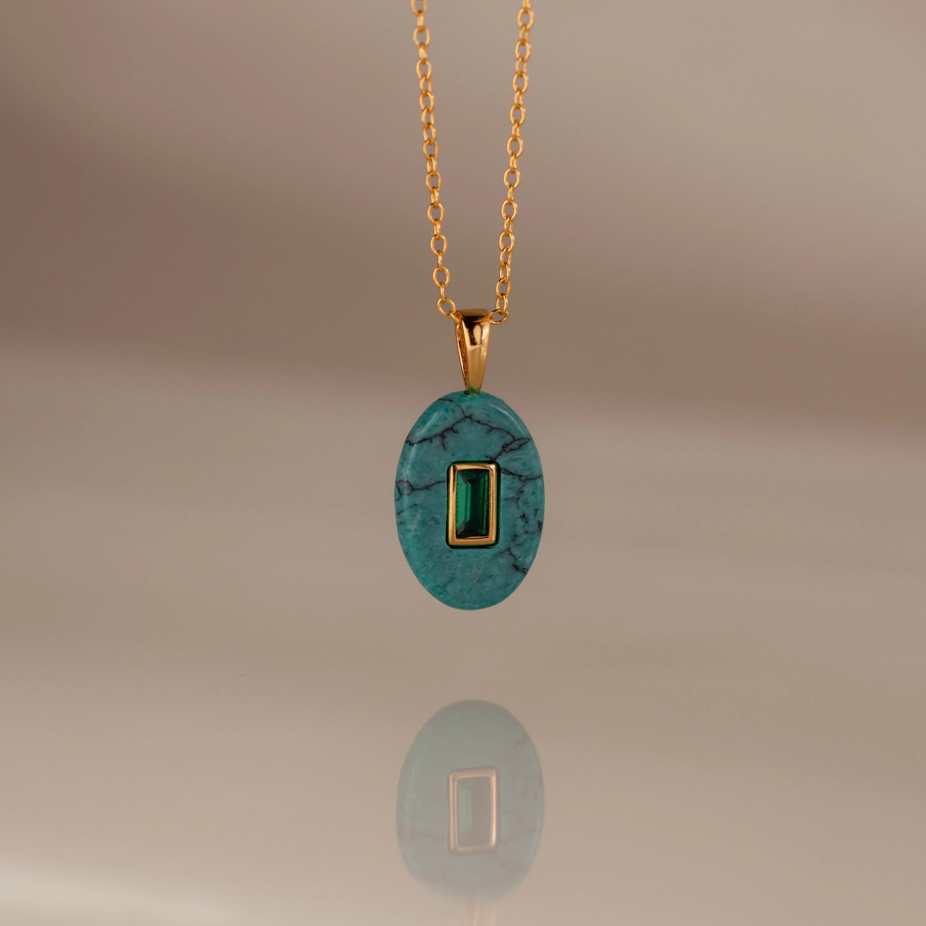 Oval-Baguette Cut Crystal Necklace Silver 18K Gold Plated