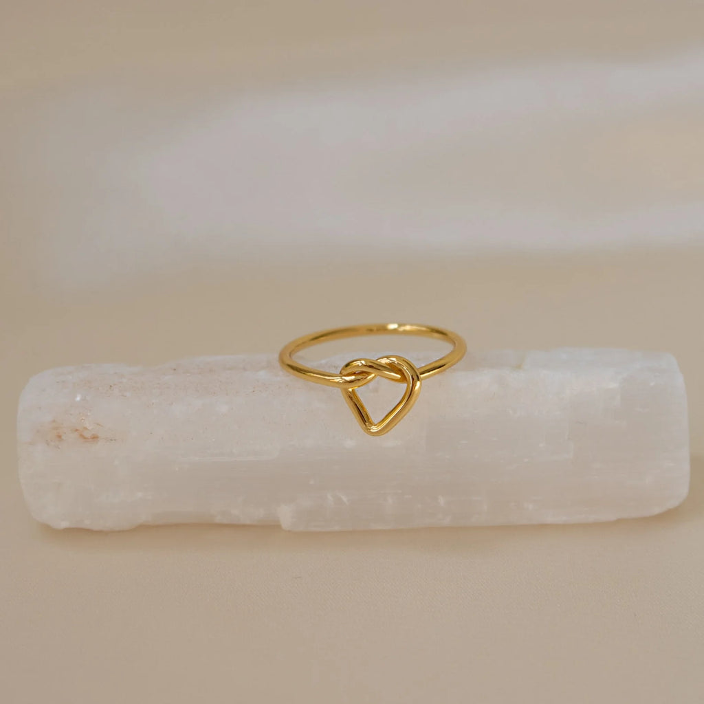 Love Heart Knot Ring Silver 18K Gold Plated