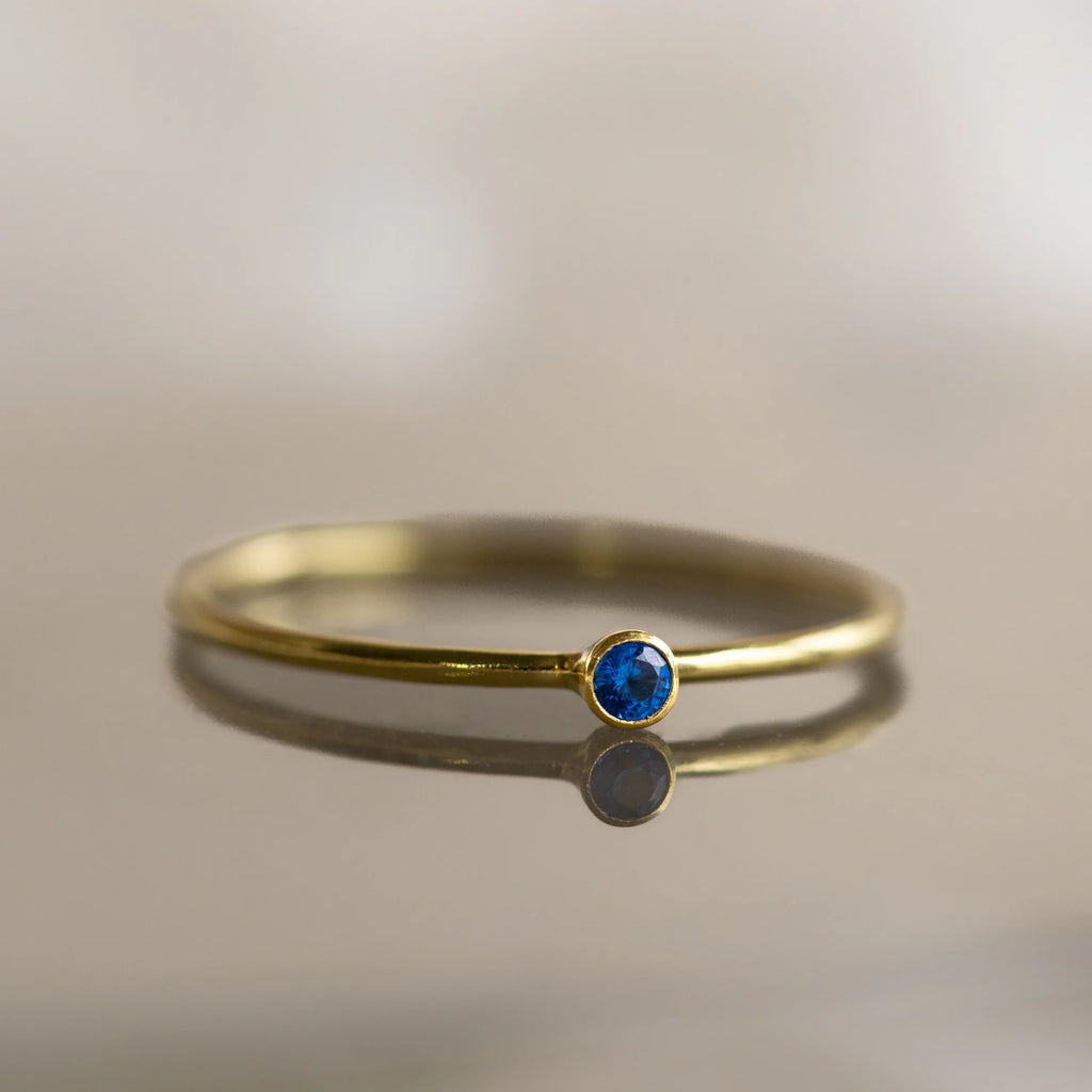Tiny Birthstone Ring Silver 18K Gold Plated