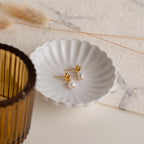 Knot Pearl Drop Earrings Silver 18K Gold Plated