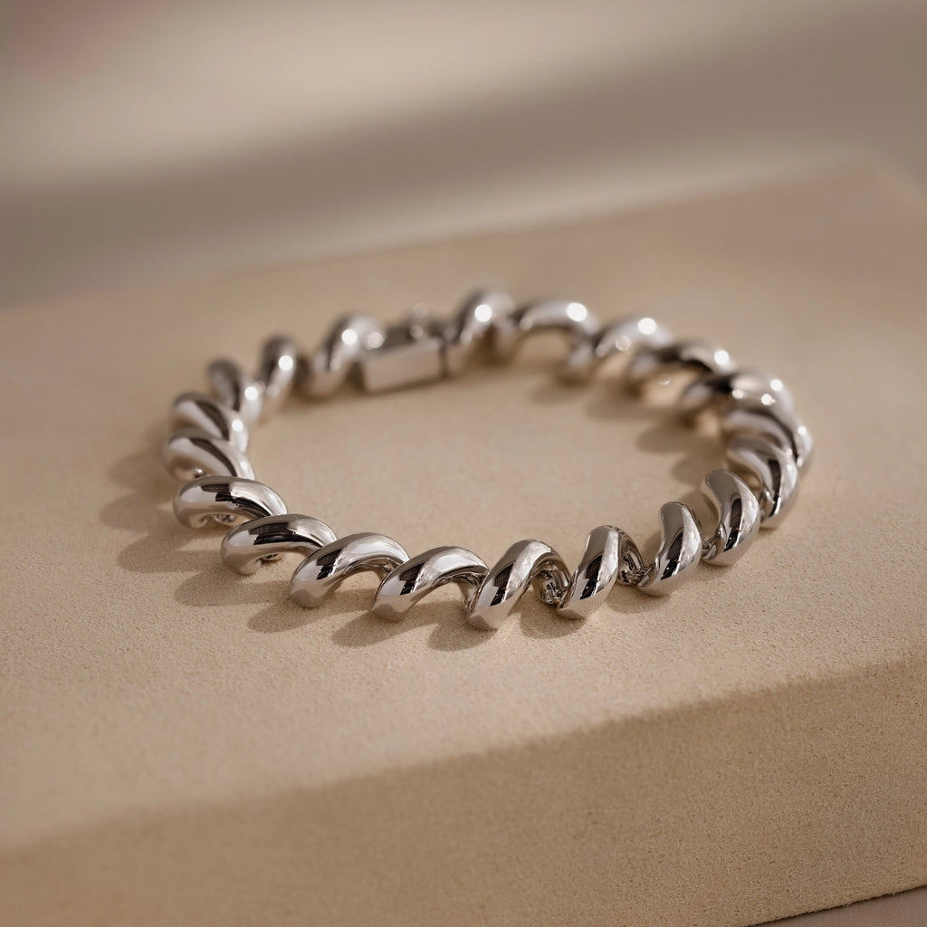 Twisted Chain Bracelet Silver 18K Gold Plated
