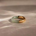 Half Jade Ring Silver 18K Gold Plated