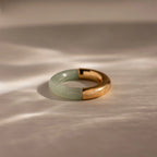 Half Jade Ring Silver 18K Gold Plated
