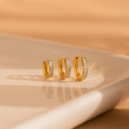 White Opal Inlay Hoops Silver 18K Gold Plated