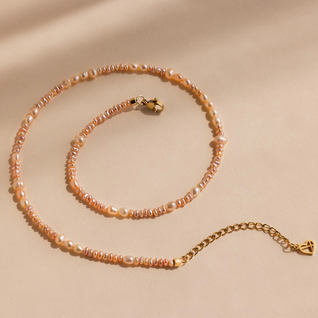Blush Pearl Beaded Necklace Silver 18K Gold Plated