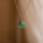 Round Jade Pendant Necklace Silver 18K Gold Plated