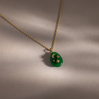 Diamonds Jade Pendant Necklace Silver 18K Gold Plated