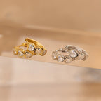 Diamond Bezel Heart Huggies  Silver 18K Gold Plated