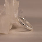 Diamond Morse Code Ring Silver 18K Gold Plated