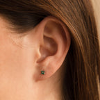 Emerald Ivy Flower Studs Silver 18K Gold Plated