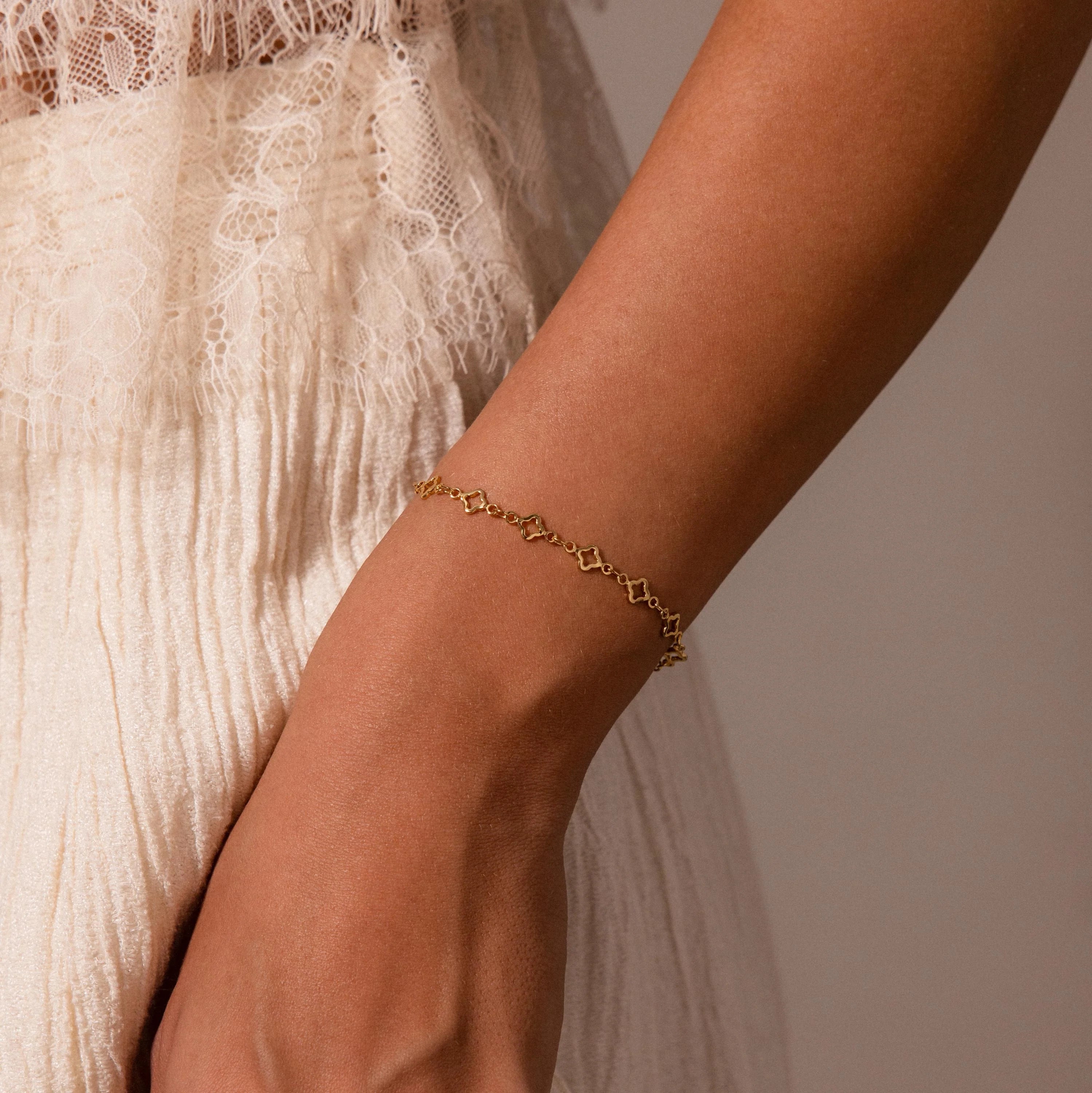 Clover Station Bracelet Silver 18K Gold Plated