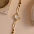 Beaded Pearl Timepiece Silver 18K Gold Plated
