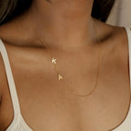Sideways Initial Necklace Silver 18K Gold Plated
