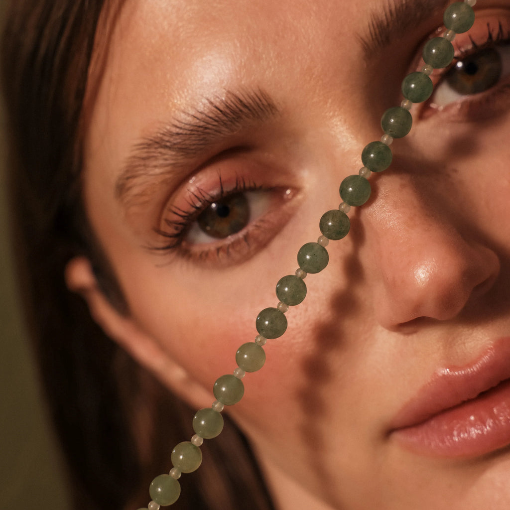 Aventurine Choker Necklace Silver 18K Gold Plated