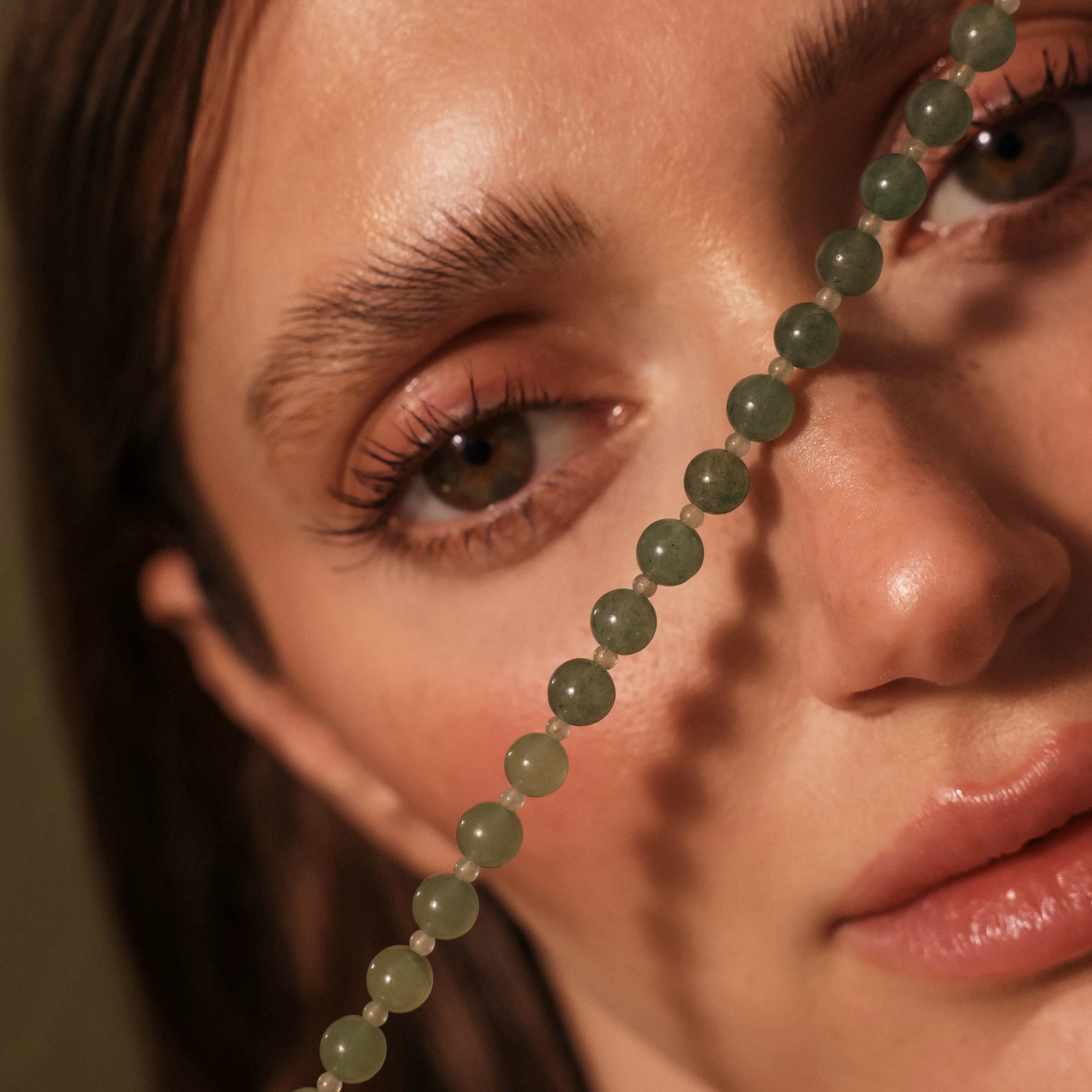 Aventurine Choker Necklace Silver 18K Gold Plated