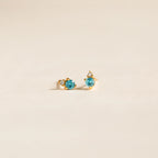 Raindrop Blue Zircon Studs Silver 18K Gold Plated