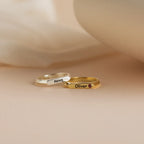 Thin Name Signet Ring Silver 18K Gold Plated
