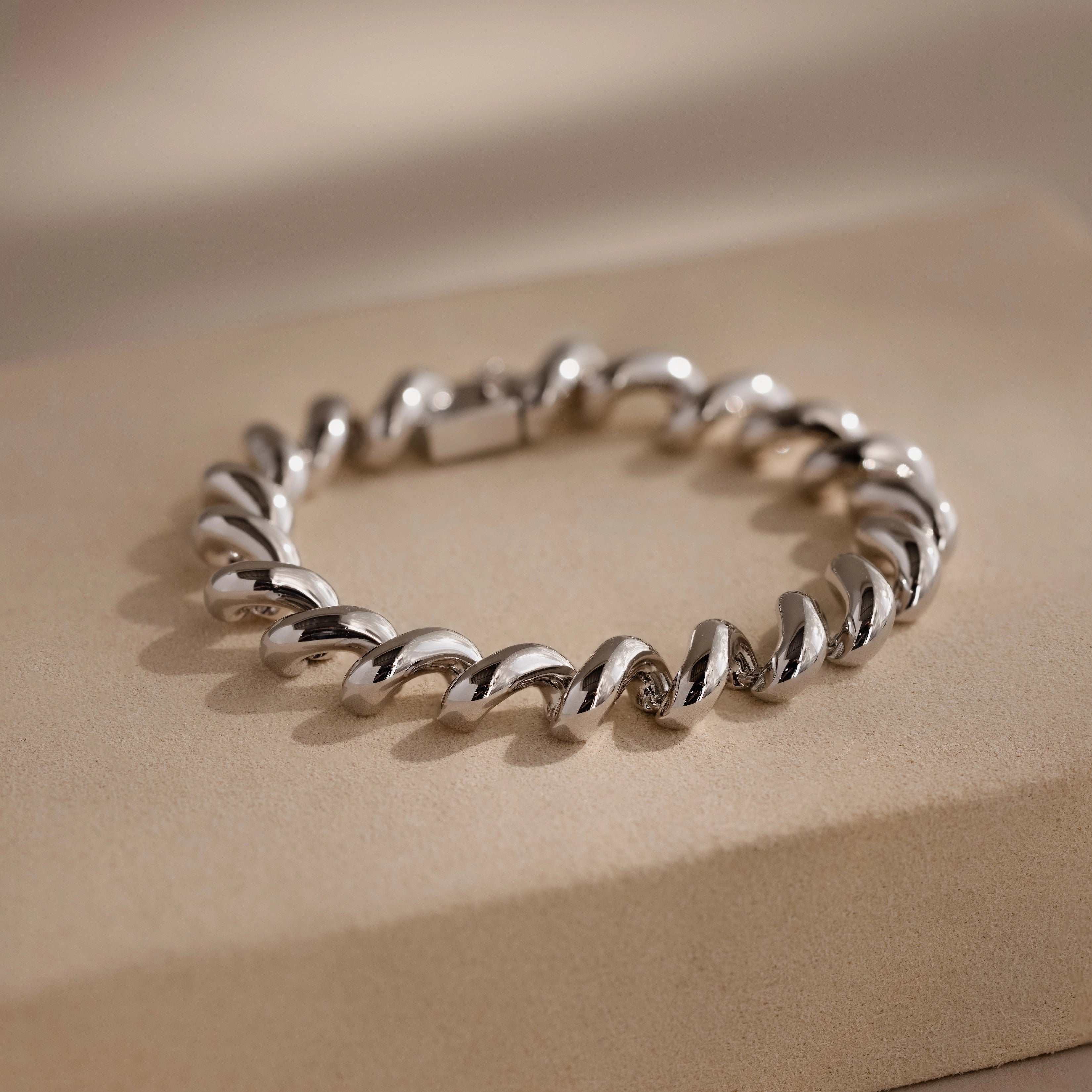 Twisted Chain Bracelet Silver 18K Gold Plated