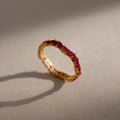 Staggered Marquise Ruby Ring Silver 18K Gold Plated